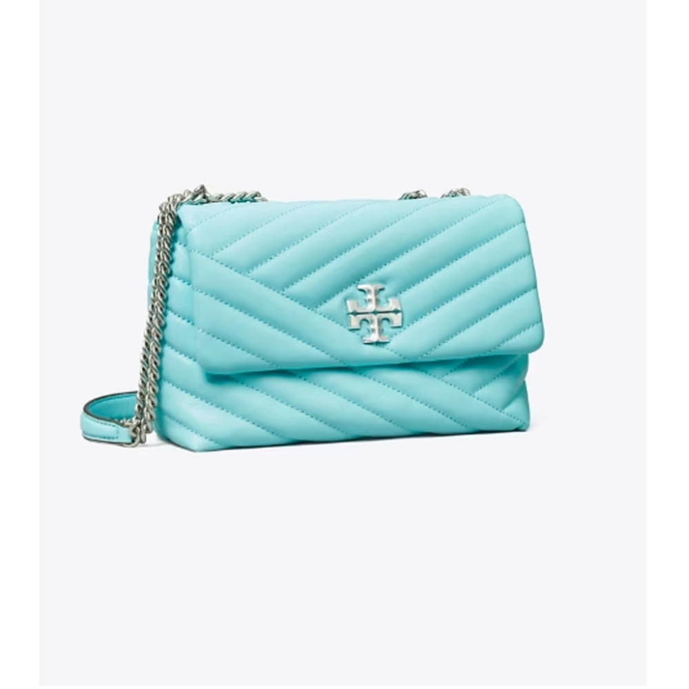 Tort Burch Kira Chevron Small Covertible Shoulder Bag - Aqua/Light Celeste - Picture 4 of 7